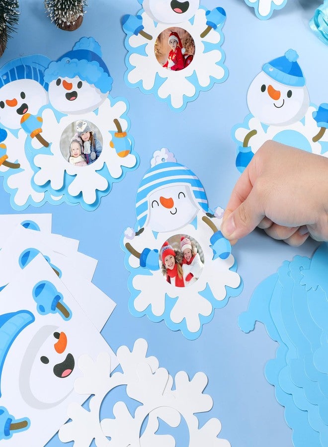 Lonfliness 30 Set Winter Snowman Picture Ornament Craft Kit for Kids Winter Snowflake Picture Frame Craft Christmas Hanging Ornaments for DIY Photo Home Activities Xmas Holiday Party Decorations Gifts - Image 5